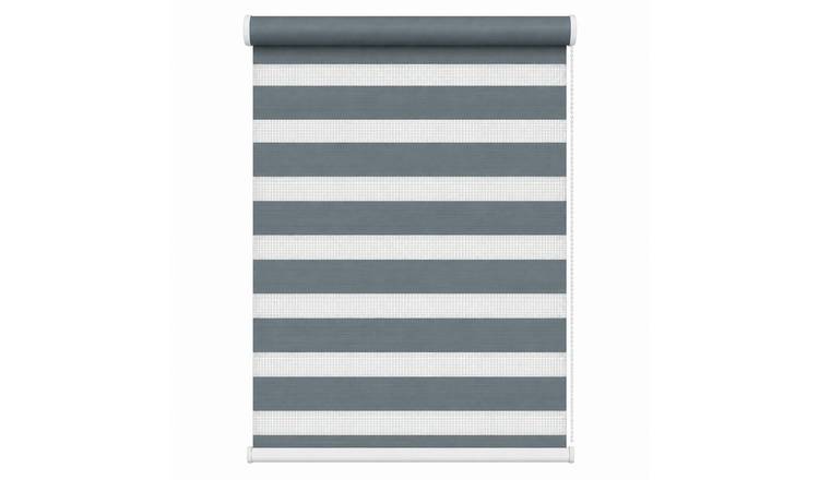New Edge Blinds Slate Grey Day & Night Zebra Roller Blind - 175cm x 165cm