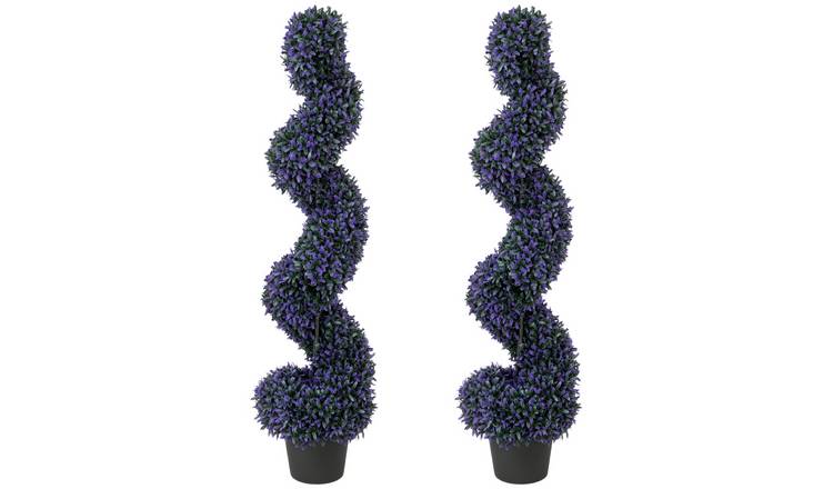 HOMCOM Set of 2 Artificial Boxwood Topiary Tree - Purple