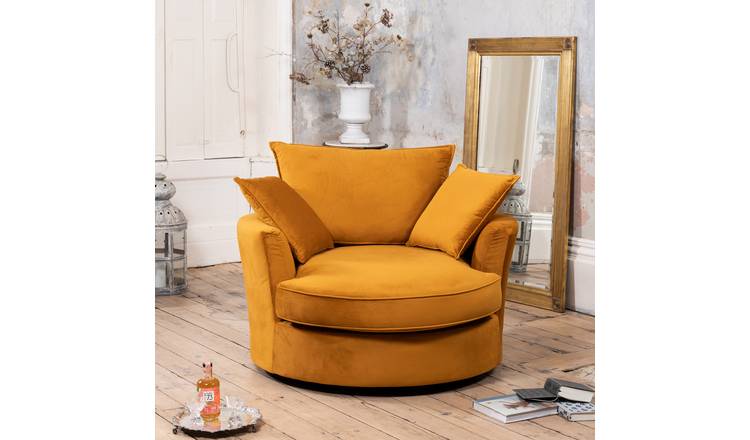 Artemis Home Havana Velvet Swivel Base Cuddle Chair - Orange