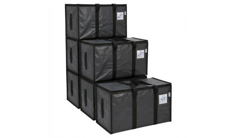 Harbour Housewares Large Heavy Duty Moving Bags 88L - Anthracite - Pack of 6