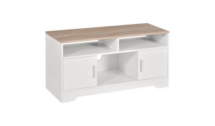 HOMCOM Modern Storage TV Unit with Open Shelves - White