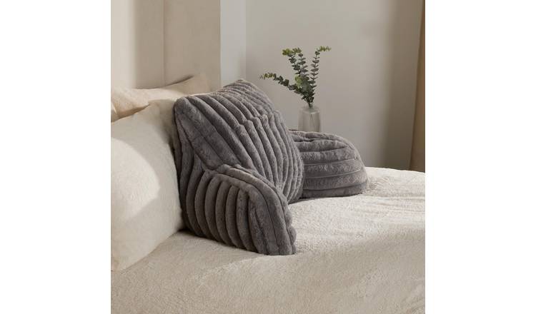 OHS Heatable Ribbed Faux Fur Cuddle Cushion - Grey