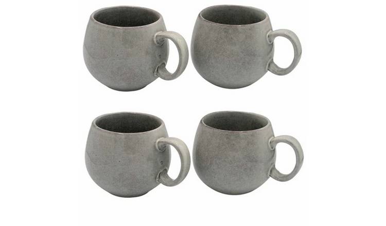 Cooks Professional Set of 4 X-Large Nordic Stoneware Mugs 490ml - Grey