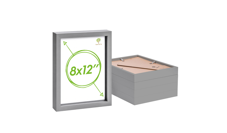 Nicola Spring 3D Box Photo Frames - 8x12" - Grey - Pack of 5
