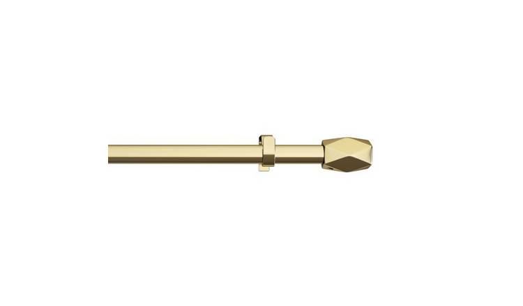 New Edge Blinds 16-19mm Extendable Tetra Metal Gold Curtain Pole - 210cm - 360cm