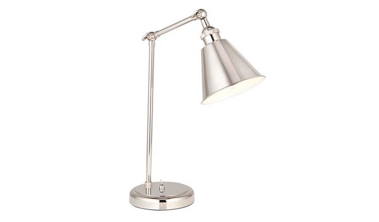 Loops Direct LED Compatible Steel Table Lamp - Bright Nickel