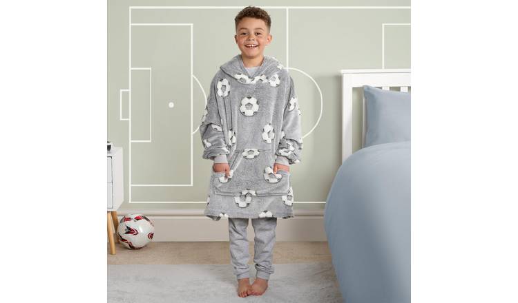 OHS Kids Glow In The Dark Football Hoodie Blanket - One Size - Grey