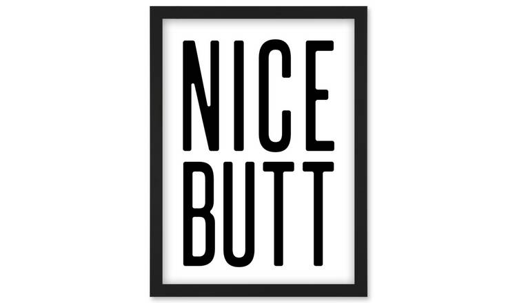 Funny Toilet Wall Art 'Nice Butt' Framed Art Print - A4