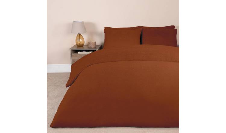 OHS Thermal Soft Teddy Fleece Duvet Cover Bedding Set Rust - Single