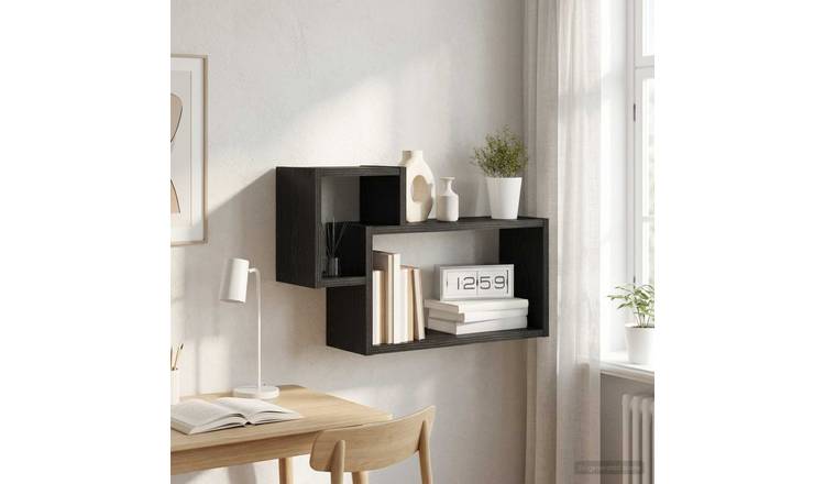 Walplus Engineered Wood Wall Shelf - Dark Oak - 55 x 15 x 35 cm