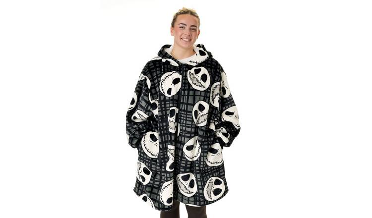 Disney Jack Skellington Adult Unisex Blanket Hoodie - Black/White