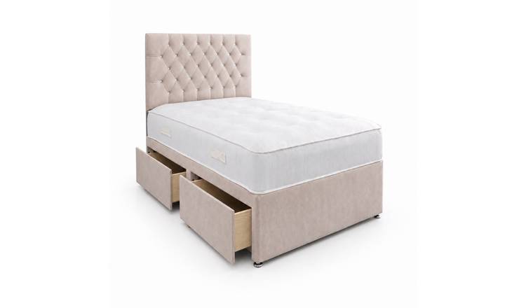 Comfy Deluxe 4ft Small Double       2 Drawer Velvet  Divan Bed Set -  Coffee