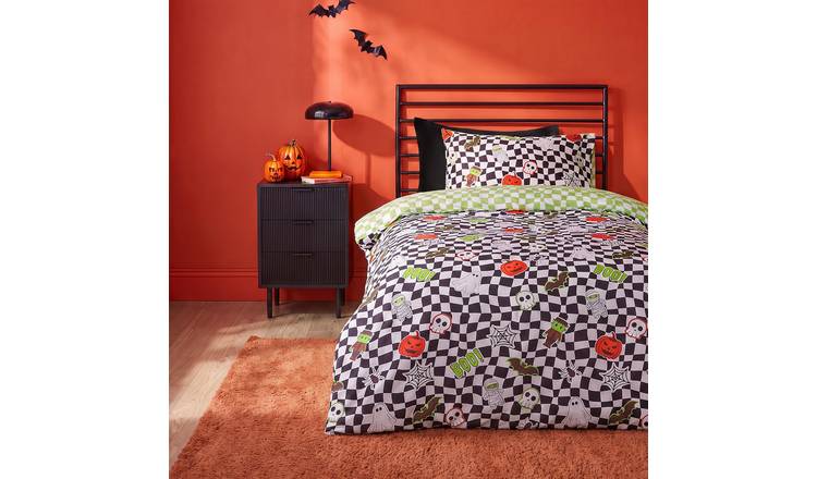 OHS Kids Halloween Sticker Print Duvet Cover Set - Mono - Single