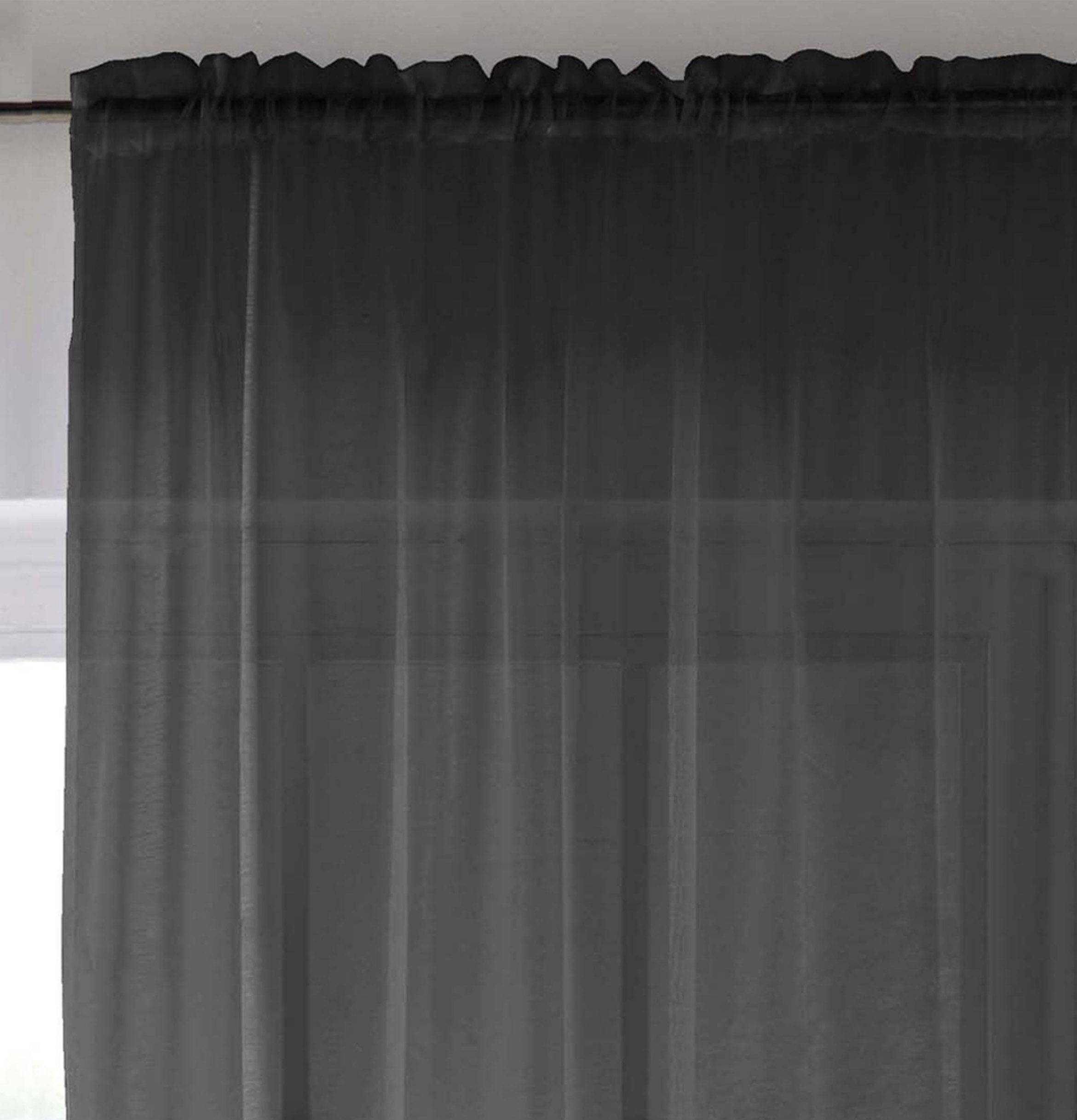 Tyrone Textiles Crystal Plain Slot Top Voile Panels - 140 x 122cm - Black - Image 2