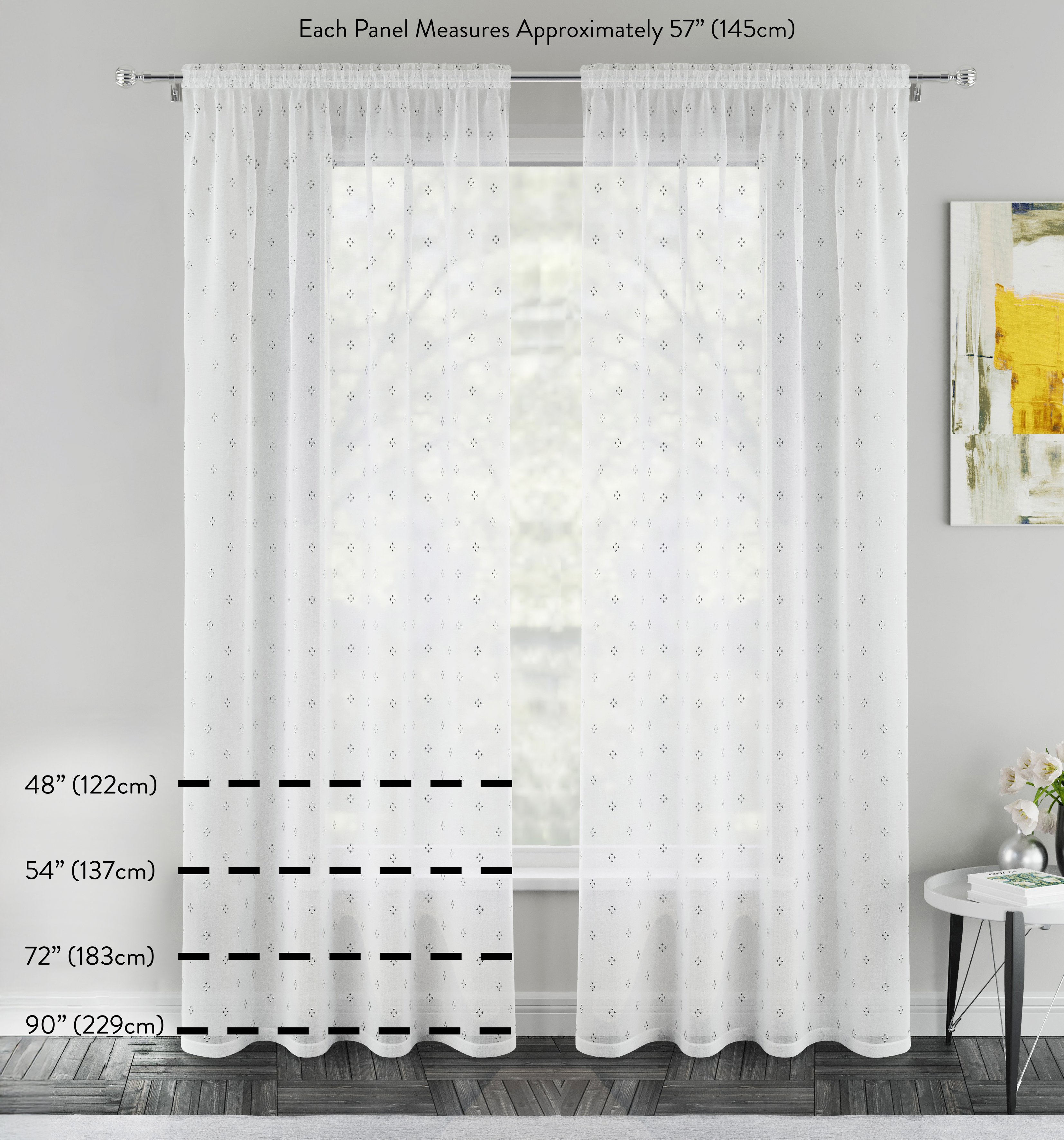 Tyrone Textiles Crystal Plain Slot Top Voile Panels - 140 x 122cm - Black - Image 4