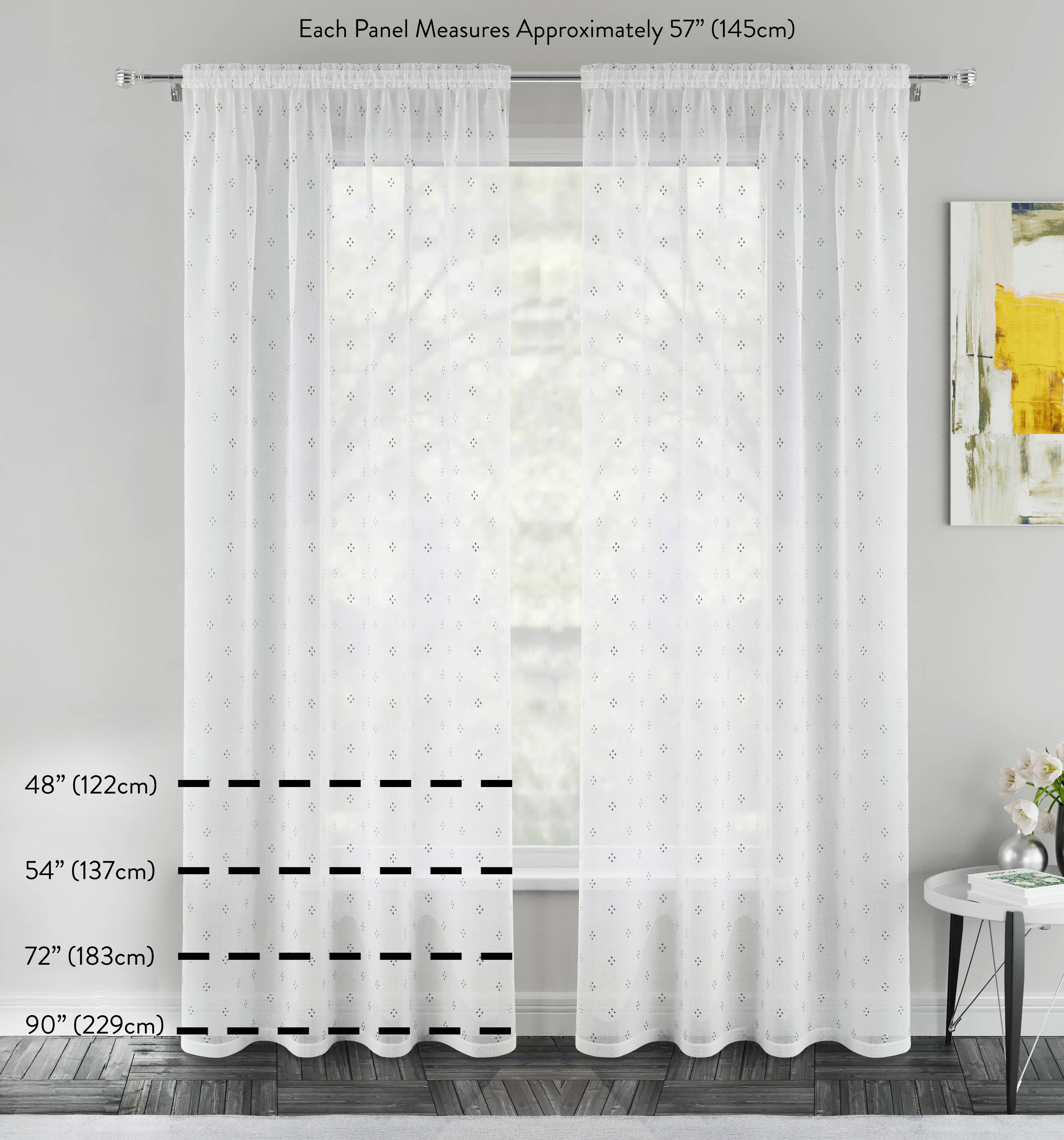 Tyrone Textiles Crystal Plain Slot Top Voile Panels - 140 x 122cm - Black - Image 4
