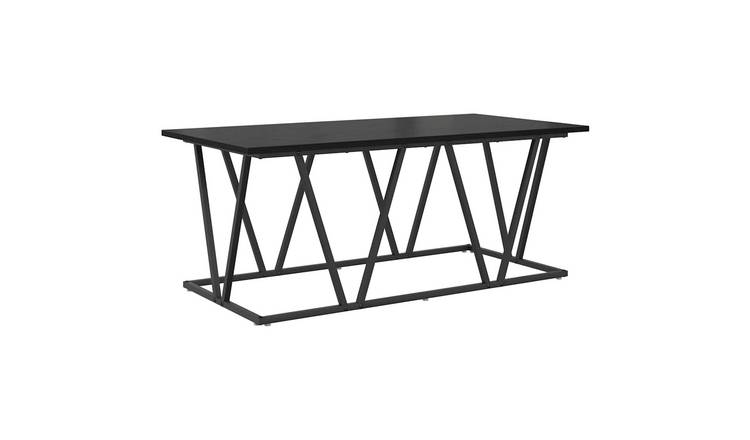 Walplus Engineered Wood and Metal Coffee Table - Black Oak - 100 x 50 x 40 cm