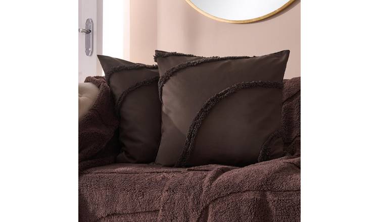 OHS 2 Pack Tufted Contour Cushion Covers 45 x 45cm - Coffee