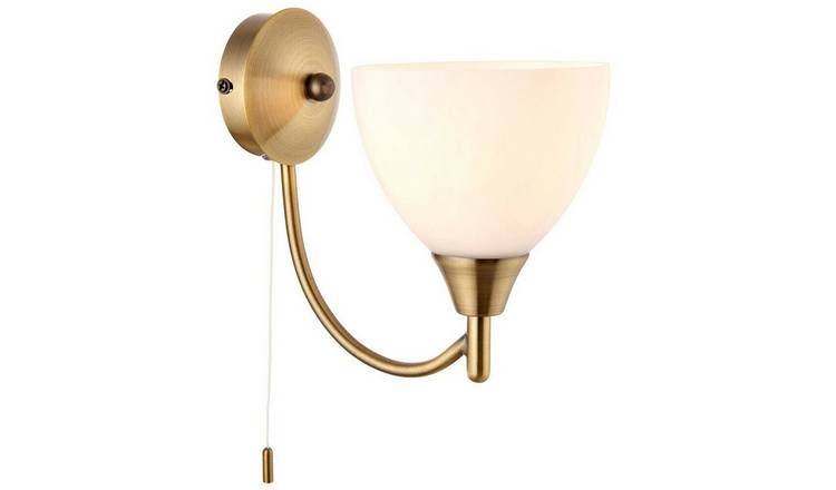 Loops Direct Alton Steel and Glass Wall Light - Antique Brass