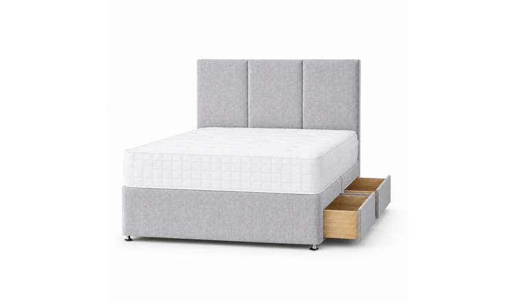 Comfy Deluxe 2ft6 Small Single    2 Drawer Plush Velvet Divan Bed Set -  Silver