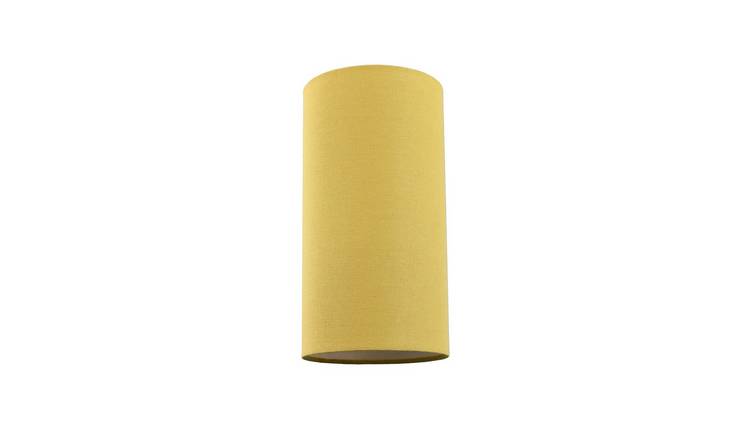 Happy Homewares Mustard Ochre Linen Fabric Tall Cylindrical Lampshade - 13cm
