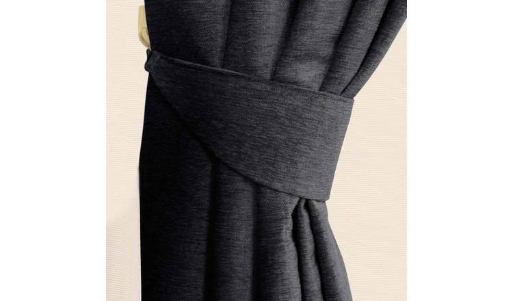 Homescapes Pack of 2 Chenille Curtain Tie Backs – Pewter Grey
