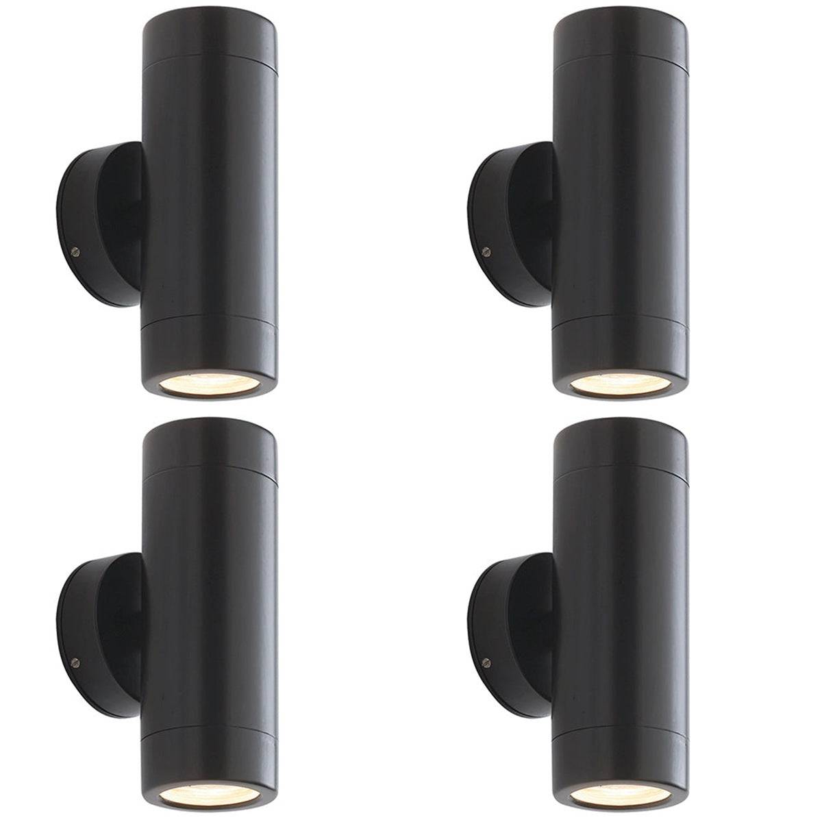 Loops Direct Pack of 4 LED Twin Wall Light Aluminium Alloy - Satin Black - Image 1