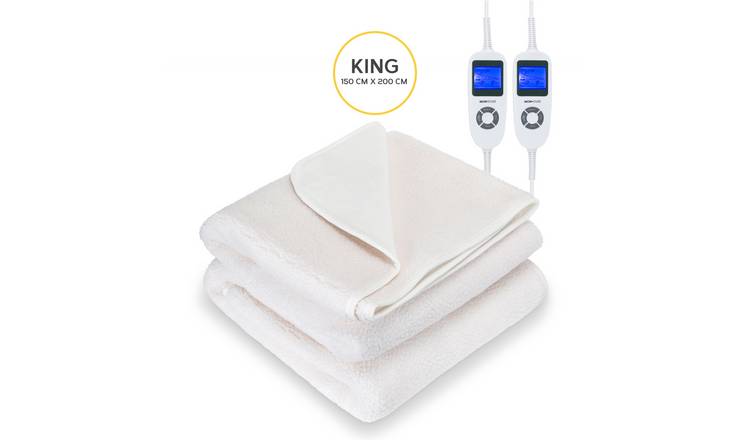 MONHOUSE King Fleece Electric Heated Under Blanket - 9 Heat Settings - White