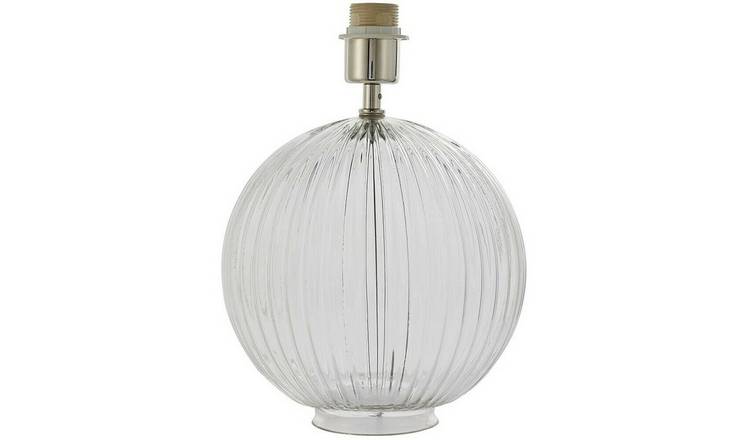 Loops Direct Steel and Glass Table Lamp - Clear Ribbed Glass and Nickel