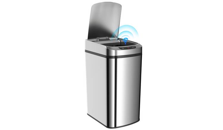 HOMCOM 12L Stainless Steel Automatic Touchless Motion Sensor Bin - Silver