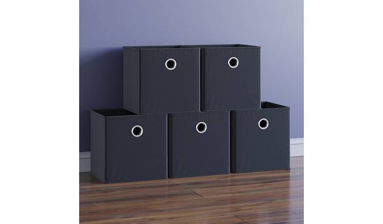 Vida Designs Durham Cube Storage Basket - Black - Set of 5