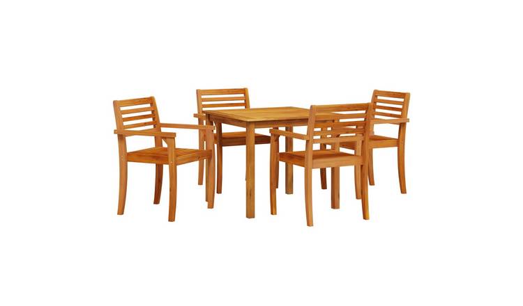 Walplus 5 Piece Solid Wooden Garden Dining Set - Brown - 85 x 85 x 75 cm