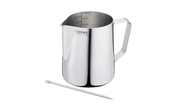 Cooks Professional S-Steel 600ml Milk Steaming Jug with Latte Art Pen - Silver