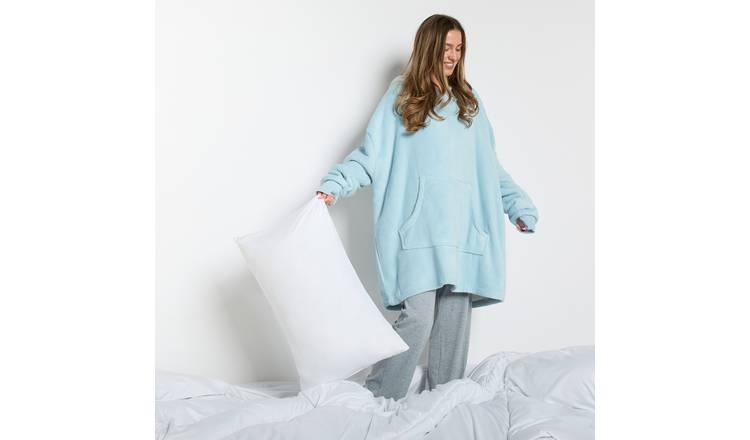 OHS Coral Fleece Hoodie Blanket - One Size - Baby Blue