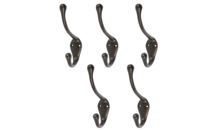 Hammer & Tongs Narrow Hat & Coat Hook - Black - Pack of 5