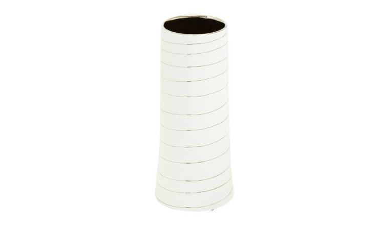 Orsina Haldis Small Ceramic Vase - White and Silver
