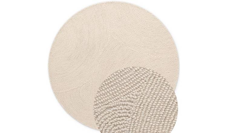 Hanse Home Cream Eleni Hand Tufted Geometric Wool Round Rug - 200cm