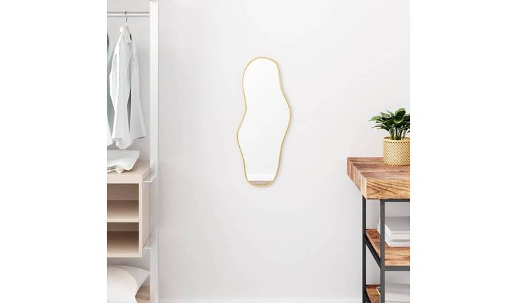 Walplus Glass Wall Mirror - Gold - 60 x 25 cm