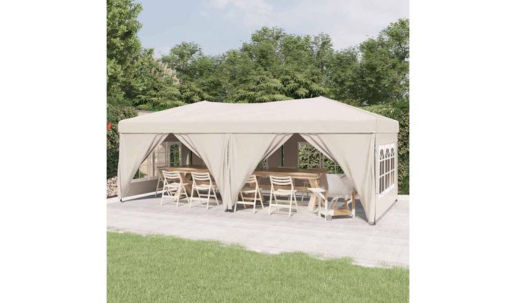 Walplus 3 x 6 m Folding Party Tent with Sidewalls - Cream