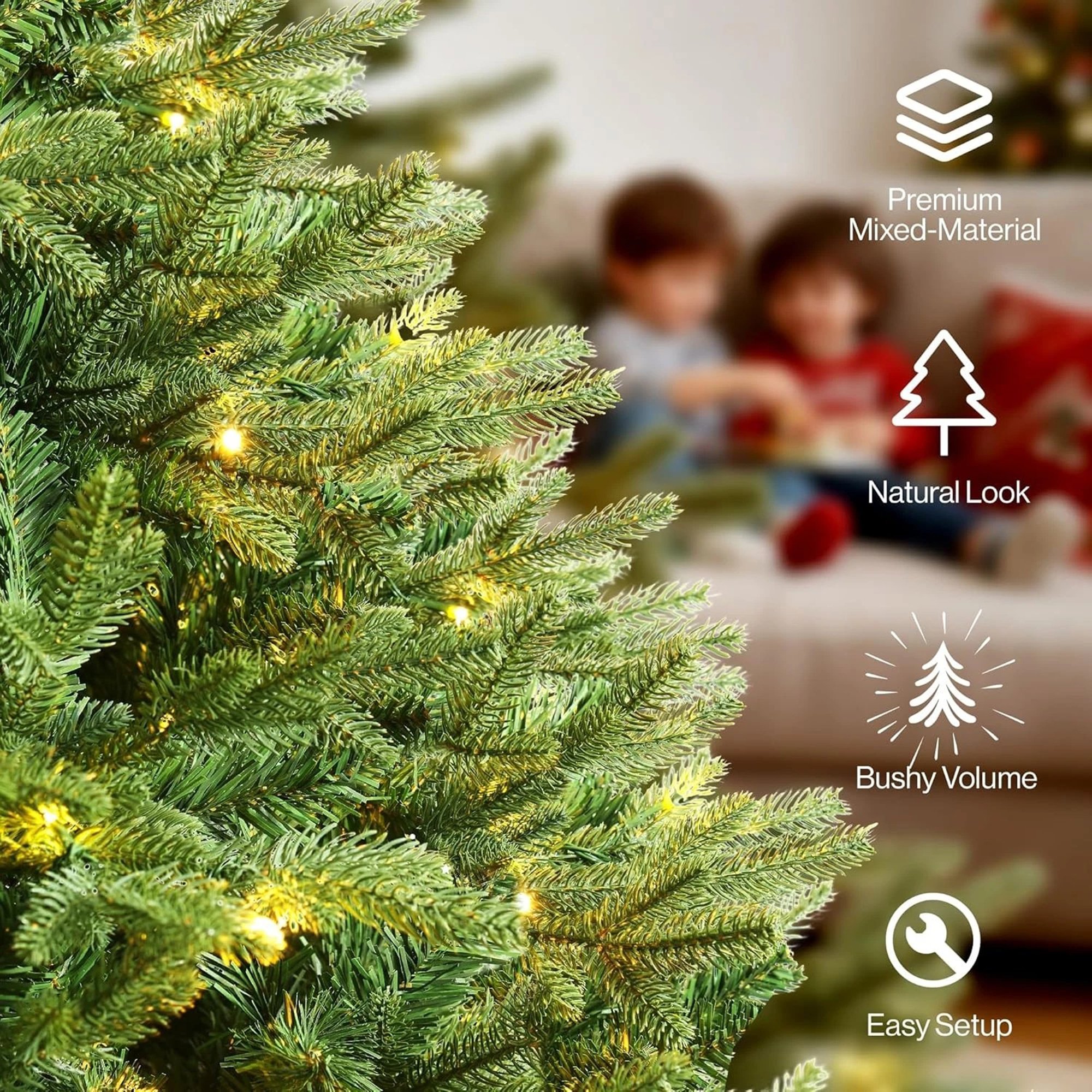 My Christmas 7ft Pre-Lit Christmas Tree with 380 LED Lights - Green - Image 3