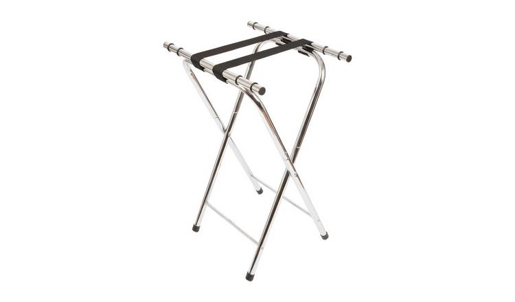 Harbour Housewares Metal Folding Serving Tray Stand - Chrome