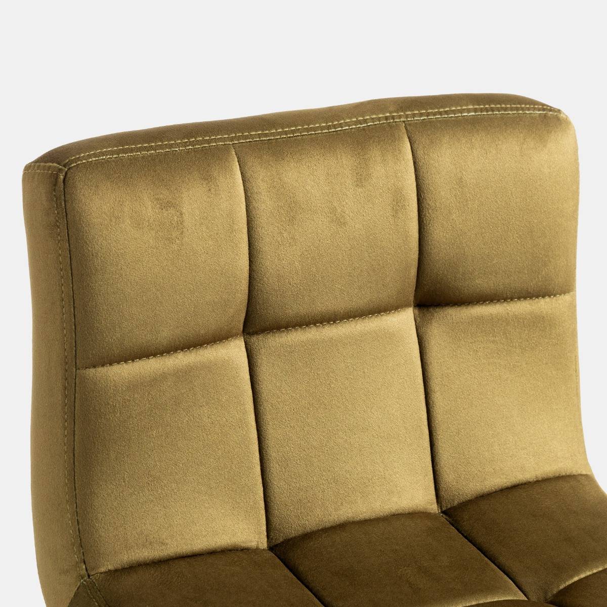 OHS Set of 2 Adjustable Velvet Bar Stools - Olive/Gold - Image 4