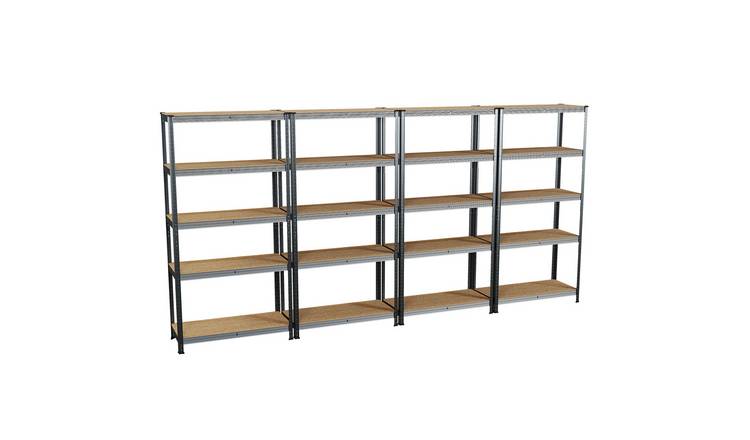 Home Vida Large 5 Tier 4 Bay Garage Shelf - Silver