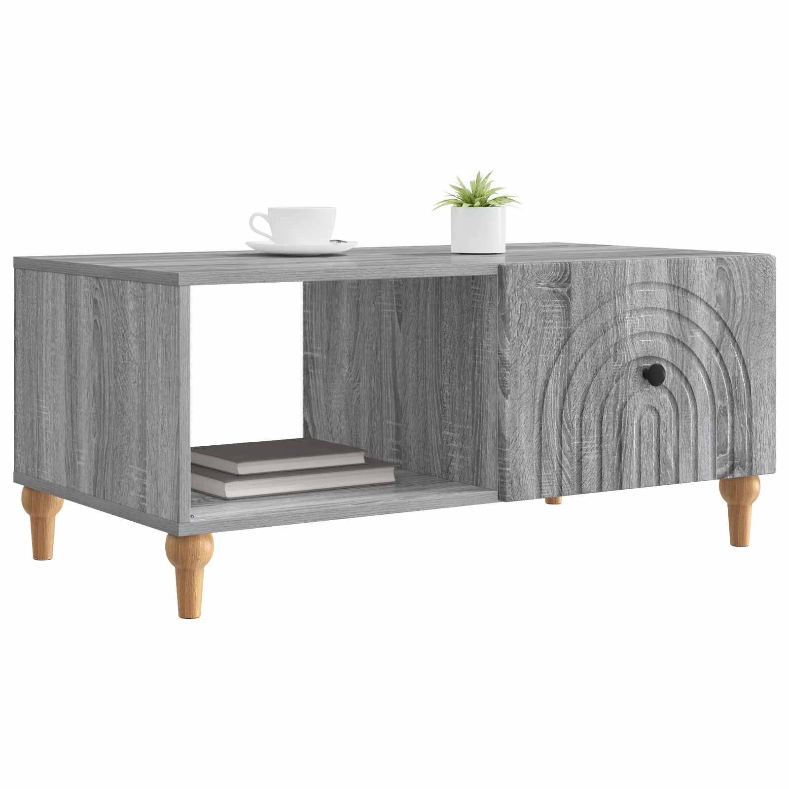 Walplus Engineered Wood Coffee Table - Grey sonoma - 90 x 50 x 40 cm - Image 2
