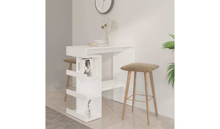 Walplus Bar Table with Storage Rack - White - 100 x 50 x 101.5 cm