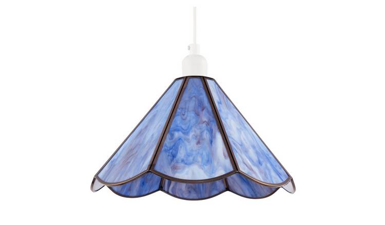 Happy Homewares Purple Tiffany Glass Panelled Easy-Fit Pendant Shade - 30cm