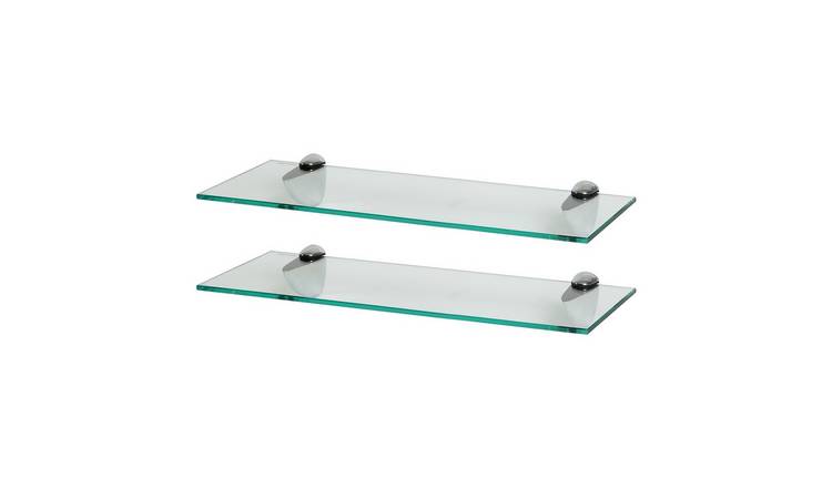 Harbour Housewares Floating Glass Wall Shelves - Set of 2