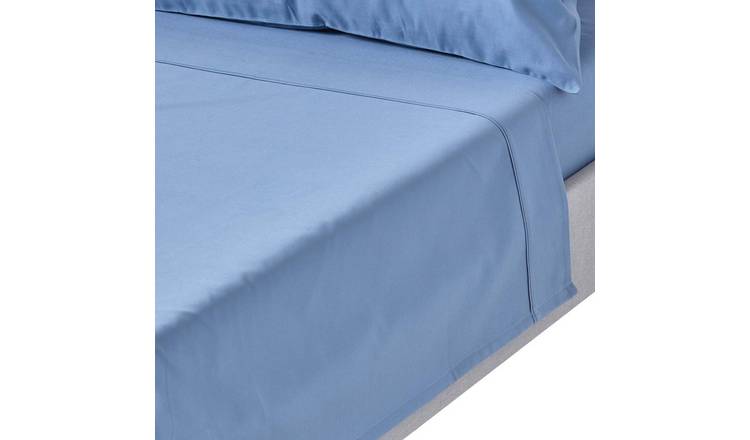 Homescapes Egyptian Cotton Pale Blue Sateen Flat Sheet - Double