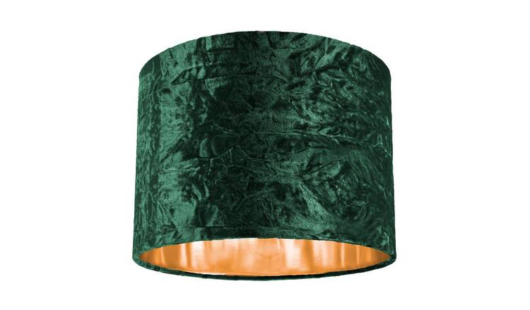 Happy Homewares Green Crushed Velvet with Shiny Copper Inner Lampshade - 25cm