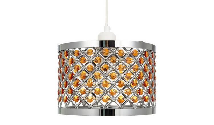 Happy Homewares Orange Sparkly with Beads Pendant Shade - 24cm